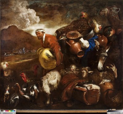 A viagem de Abraão, c.1652 (óleo sobre tela) de Giovanni Benedetto (1609 64) Castiglione