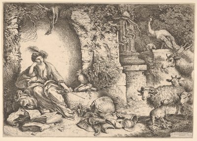 Circe transformando os companheiros de Ulisses em bestas, 1650-1651. de Giovanni Benedetto Castiglione