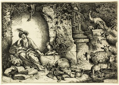 Circe com os companheiros de Ulisses transformados em animais de Giovanni Benedetto Castiglione
