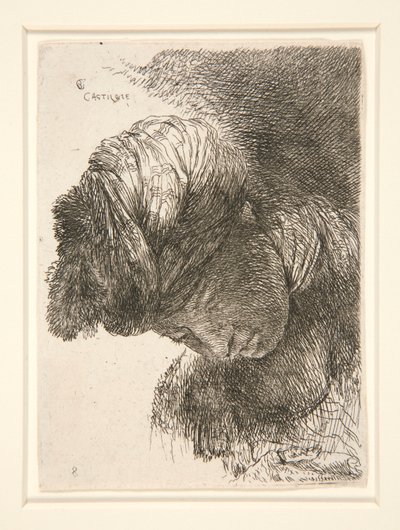 Figura com a Cabeça Abaixada, da série Pequenos Estudos de Cabeças de Giovanni Benedetto Castiglione