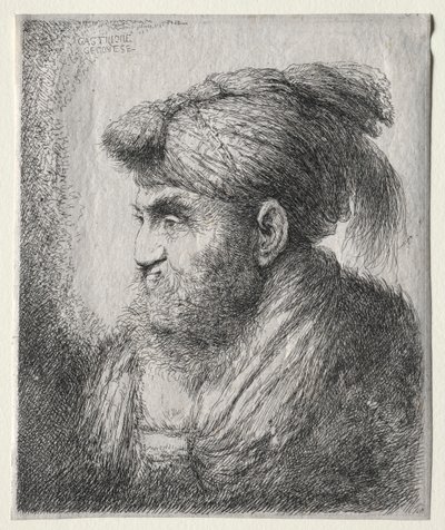 Cabeça de um homem no turbante oriental de Giovanni Benedetto Castiglione
