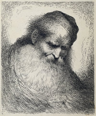 Cabeça de um homem velho adormecido
Grande estudo de cabeças com protectores de cabeça orientais (título da série) de Giovanni Benedetto Castiglione