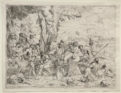 Labão à procura de ídolos na bagagem Rachels, c. 1635 de Giovanni Benedetto Castiglione