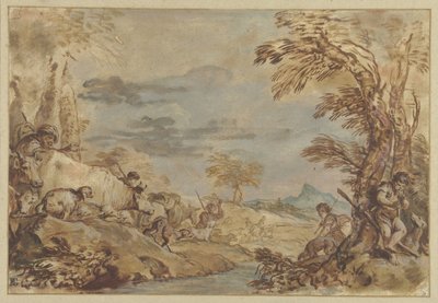 Paisagem com rebanhos migratórios de Giovanni Benedetto Castiglione