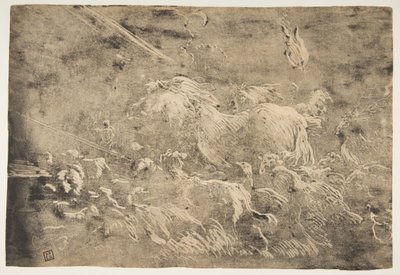 Noé e os animais entrando na arca, 1650-55. de Giovanni Benedetto Castiglione