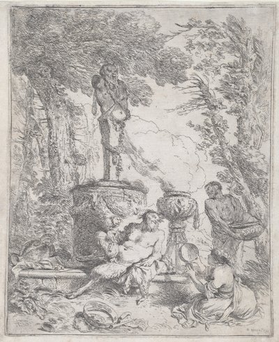 Pan reclinado diante de um Herm de Giovanni Benedetto Castiglione