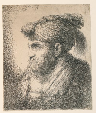 Retrato de um homem com um turbante de Giovanni Benedetto Castiglione