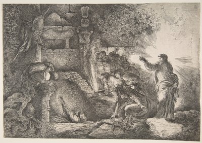Ressurreição de Lázaro, 1645-1650. de Giovanni Benedetto Castiglione