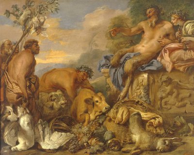Sátiros trazendo seus presentes, início da década de 1640. de Giovanni Benedetto Castiglione