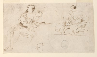 Mulher sentada, mãe e filho de Giovanni Benedetto Castiglione