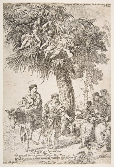 A Sagrada Família em sua fuga para o Egito, ca. 1647 de Giovanni Benedetto Castiglione
