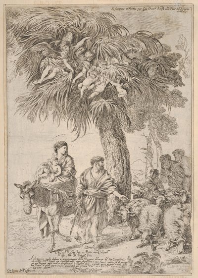 A Sagrada Família em sua fuga para o Egito, ca. 1647 de Giovanni Benedetto Castiglione