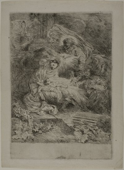 A Natividade com Deus Pai e Anjos de Giovanni Benedetto Castiglione