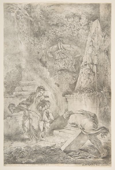 Teseu encontrando os braços de seu pai, 1645 publicado 1648. de Giovanni Benedetto Castiglione
