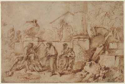 Tobit Enterrando os Mortos, 1640s. de Giovanni Benedetto Castiglione