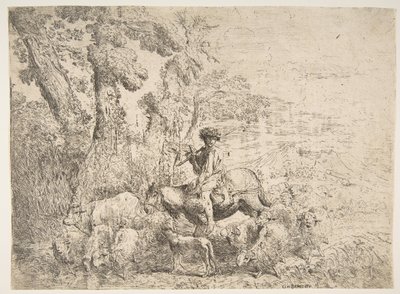 Jovem pastor a cavalo, 1638. de Giovanni Benedetto Castiglione