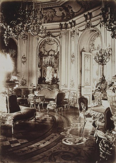 O Palácio Stroganov em São Petersburgo. Sala de estar oval, década de 1860 de Giovanni Bianchi