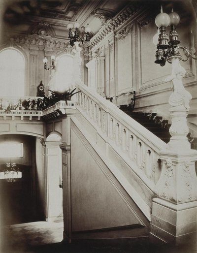 O Palácio Stroganov em São Petersburgo. A grande escadaria com vestíbulo inferior, década de 1860 de Giovanni Bianchi