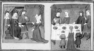 Decameron,Giletta pede ao Rei que a deixe casar com Beltramo di Rossiglione; Giletta apresenta os seus filhos a Beltramo. Terceiro dia, conto 9 de Giovanni Boccaccio