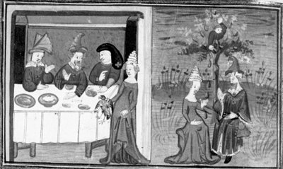 Decameron, Lidia mata o gavião do marido; a mulher conversa com o marido no prado. Sétimo dia, notícia 9 de Giovanni Boccaccio