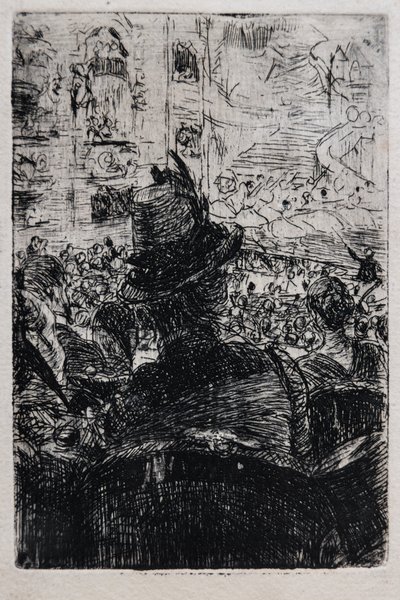Na Operà em Paris, c.1880 (listrado em papel) de Giovanni Boldini