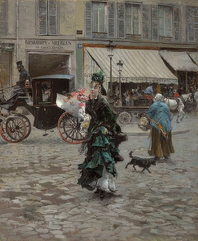 Ao atravessar a rua. 1873 75 de Giovanni Boldini