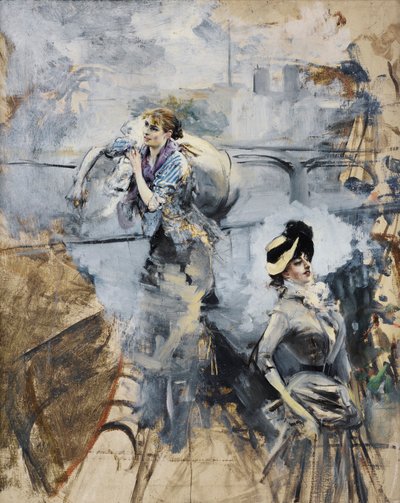 Boldini - LAVADORA E JOVEM BRUNETTE À FRENTE DO MAR, PARIS de Giovanni Boldini