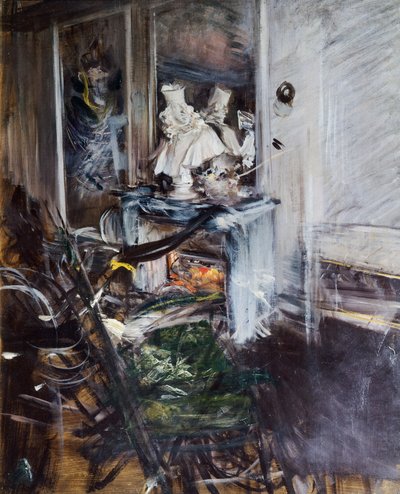 Cardeal Bernini no quarto do pintor por Giovanni Boldini (1842-1931), óleo sobre tela, 53x46 cm de Giovanni Boldini