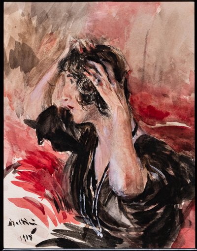 Rapariga que se olha a si própria no espelho de Giovanni Boldini