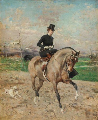 Amazona. Alice Régnault a cavalo, 1878. de Giovanni Boldini
