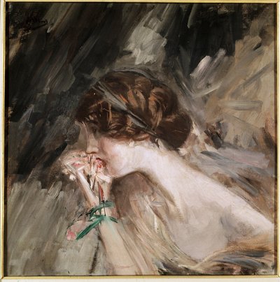 Jeanne. Pintura de Giovanni Boldini (1842-1931), final do século XIX, início do século XX. Óleo sobre tela. Galleria d
