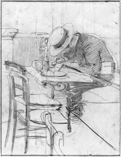 Paul Cesar Helleu em uma mesa em um café de Giovanni Boldini