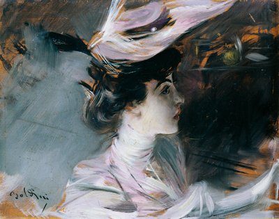 Retrato de Lina Cavalieri com chapéu novo, de Giovanni Boldini (1842-1931) de Giovanni Boldini