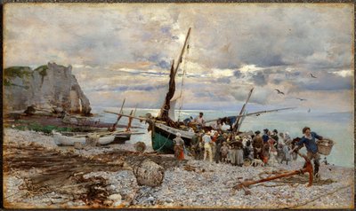 Regresso dos barcos de pesca, Étretat de Giovanni Boldini
