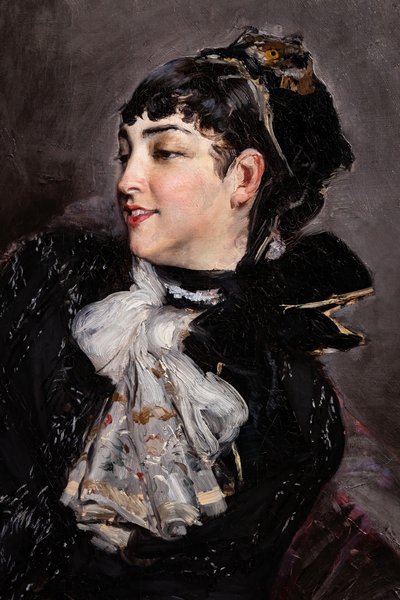 A Condessa de Rasty no Sofá, detalhe de Giovanni Boldini