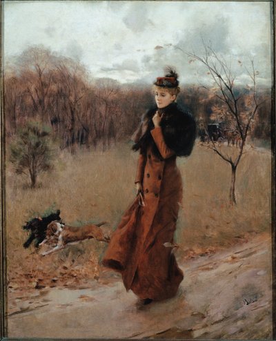 A Caminhada para o Parque em Nápoles (óleo sobre tela) de Giovanni Boldini