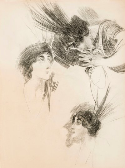 Três estudos para o retrato de Dora di Rudinì Labouchère. de Giovanni Boldini