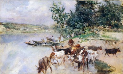 Rega do gado no Sena, de Giovanni Boldini (1842-1931) de Giovanni Boldini