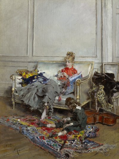 Croché de mulher jovem, 1875 de Giovanni Boldini