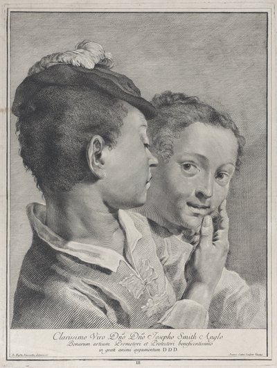 Menino com um chapéu tocando o rosto de uma menina, 1743. de Giovanni Cattini
