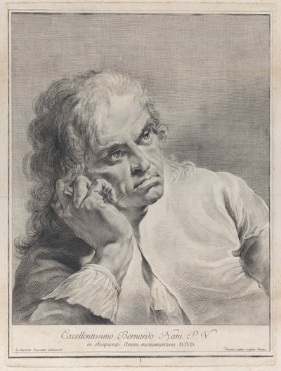 Homem pensativo descansando a cabeça na mão, 1743. de Giovanni Cattini