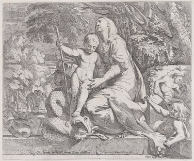 Uma alegoria do resto na fuga para o Egito, 1650-55. de Giovanni Cesare Testa