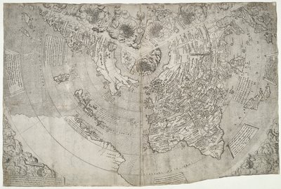 Mapa do mundo, Mundu [sic] spericum...você conhecerá a diligência de John Matthew Contareni.., por Contarini, Giovanni e Francesco Rosselli de Giovanni Contarini