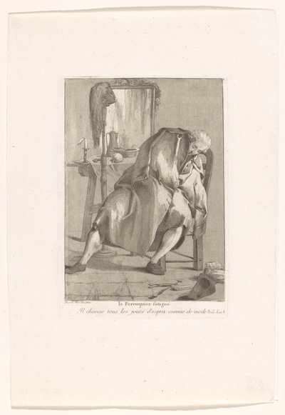 O Bebedouro de Café Mascarado e O Cansado Wigmaker
De vermoeide pruikenmaker
Le Perruquier (título sobre o objecto)
Divers Portraits (título da série) de Giovanni David