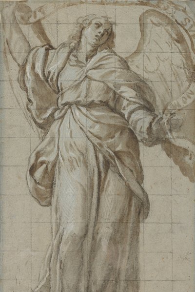 Anjo em pé segurando um pergaminho, ca. 1614. de Giovanni Domenico Caresana