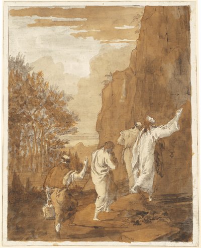 Cristo Levando Pedro, Tiago e João ao Alto Monte para a Transfiguração de Giovanni Domenico Tiepolo