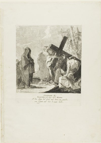 Cristo encontra a sua mãe, prato 4 da Via-Sacra de Giovanni Domenico Tiepolo