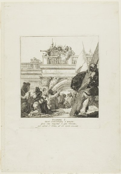 Cristo é condenado à morte, prato um da Via Sacra de Giovanni Domenico Tiepolo