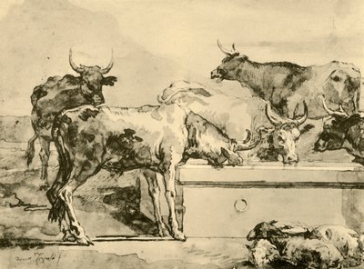 Rega de vacas, meados do século XVIII, 1928 de Giovanni Domenico Tiepolo
