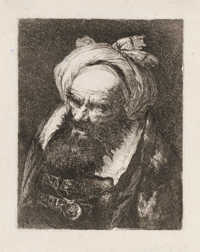Homem idoso com turbante, da Raccolta di Teste (Coleção de Cabeças) de Giovanni Domenico Tiepolo